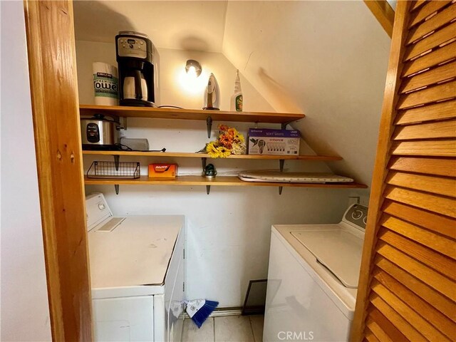 2076 8th Ln, Big Bear City, CA 92314 - laundry area featuring washer and clothes dryer and tile patterned flooring