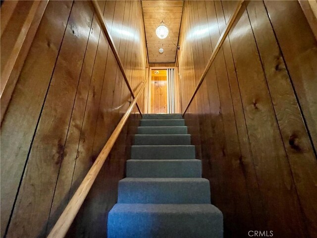 2076 8th Ln, Big Bear City, CA 92314 - stairway featuring wooden walls