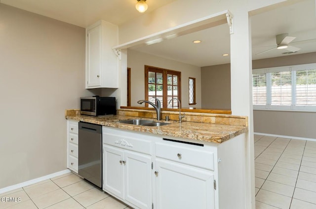 29421 Florabunda Rd, Canyon Country, CA 91387 - kitchen featuring stainless steel appliances, a sink, light tile patterned floors, baseboards, and recessed lighting