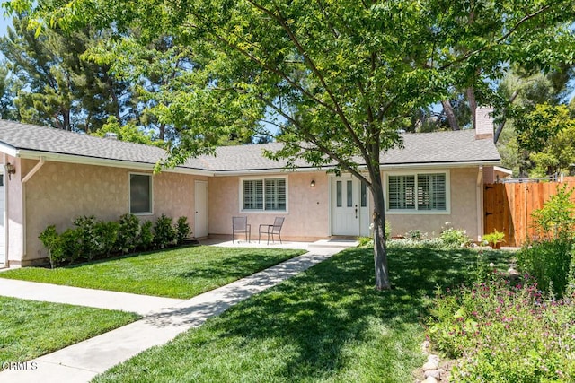 29421 Florabunda Rd, Canyon Country, CA 91387 - ranch-style home featuring stucco siding, a chimney, and a patio