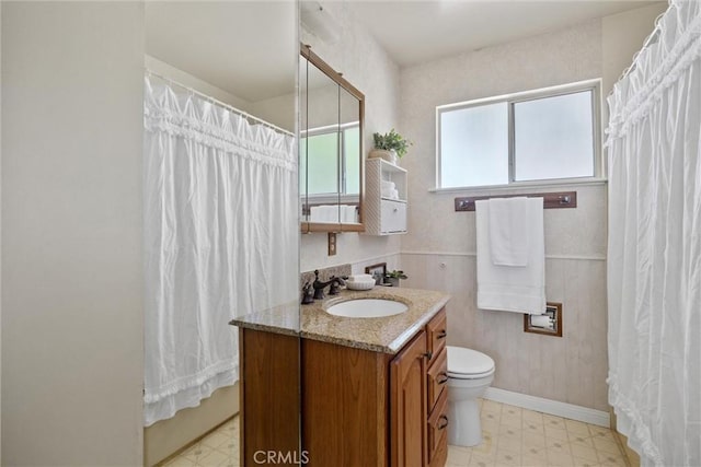 2661 San Jose St, Chico, CA 95973 - bathroom featuring vanity, tile patterned floors, toilet, and a shower with curtain