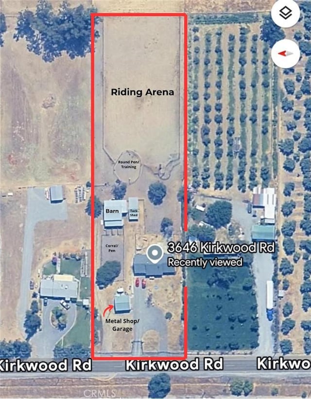 3646 Kirkwood Rd, Corning, CA 96021 - map / location with property parcel outlined