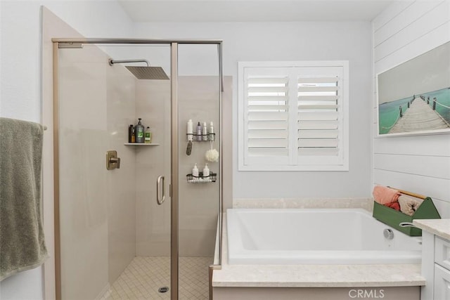 32954 Marin Fields Rd, Winchester, CA 92596 - full bath featuring a stall shower, a bath, and vanity