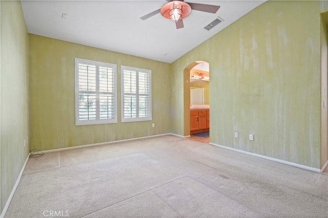 28445 Silverking Trl, Saugus, CA 91390 - carpeted spare room featuring arched walkways and a ceiling fan