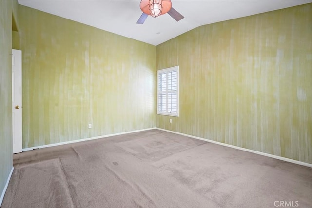 28445 Silverking Trl, Saugus, CA 91390 - spare room with a ceiling fan, lofted ceiling, and carpet flooring
