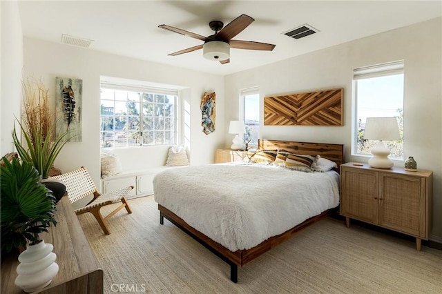 58916 Carmelita Cir, Yucca Valley, CA 92284 - bedroom featuring ceiling fan and light wood-style flooring