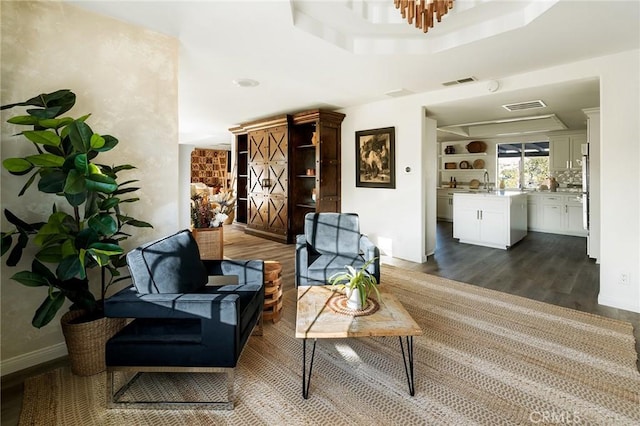 58916 Carmelita Cir, Yucca Valley, CA 92284 - living room with dark wood finished floors and baseboards