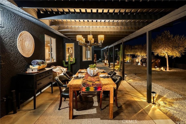 58916 Carmelita Cir, Yucca Valley, CA 92284 - view of patio featuring outdoor dining area and a pergola