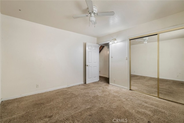 5048 Big Bend Rd, Oroville, CA 95965 - unfurnished bedroom with carpet floors, a closet, baseboards, and ceiling fan