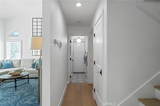 28332 Via Alfonse, Laguna Niguel, CA 92677 - hall with wood finished floors, separate washer and dryer, baseboards, and recessed lighting