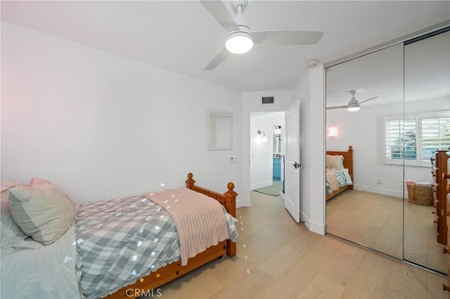 28332 Via Alfonse, Laguna Niguel, CA 92677 - bedroom with light wood-type flooring, a closet, and ceiling fan