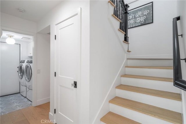 28332 Via Alfonse, Laguna Niguel, CA 92677 - stairway featuring washer and clothes dryer and wood finished floors