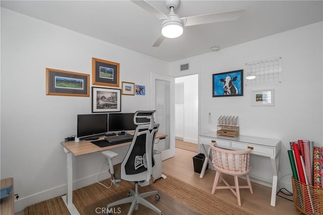 28332 Via Alfonse, Laguna Niguel, CA 92677 - office space featuring a ceiling fan, wood finished floors, and baseboards