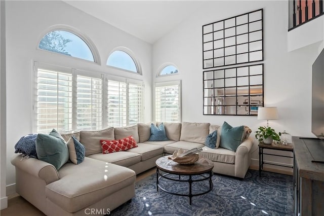 28332 Via Alfonse, Laguna Niguel, CA 92677 - living area featuring high vaulted ceiling and baseboards