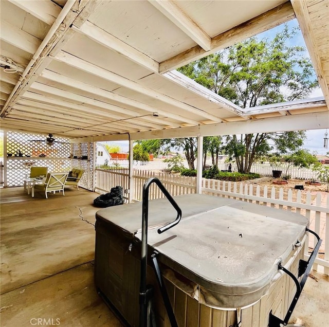21161 Rancherias Rd, Apple Valley, CA 92307 - view of patio / terrace featuring a hot tub