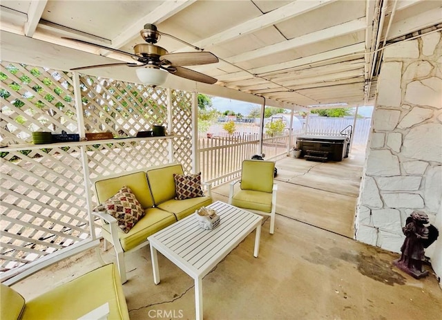 21161 Rancherias Rd, Apple Valley, CA 92307 - view of patio featuring a ceiling fan and outdoor lounge area