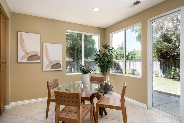 44035 Cindy Cir, Temecula, CA 92592 - dining area with plenty of natural light, light tile patterned flooring, and recessed lighting