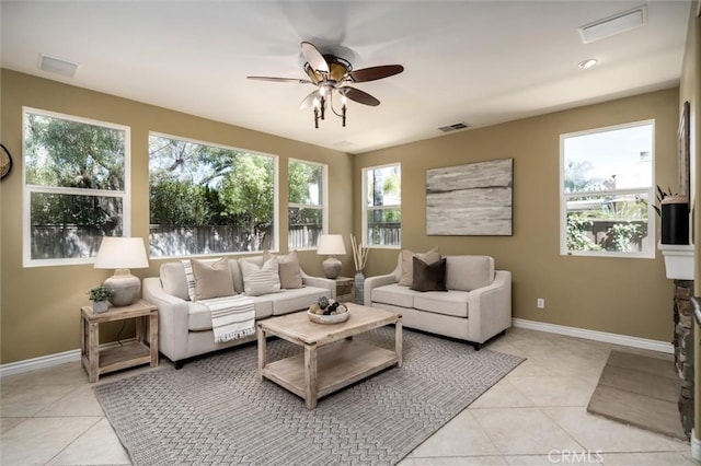 44035 Cindy Cir, Temecula, CA 92592 - living room featuring light tile patterned flooring and ceiling fan