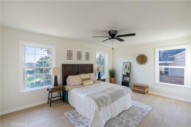 1748 Prince Albert Dr, Riverside, CA 92507 - bedroom featuring light wood-style flooring, baseboards, and ceiling fan