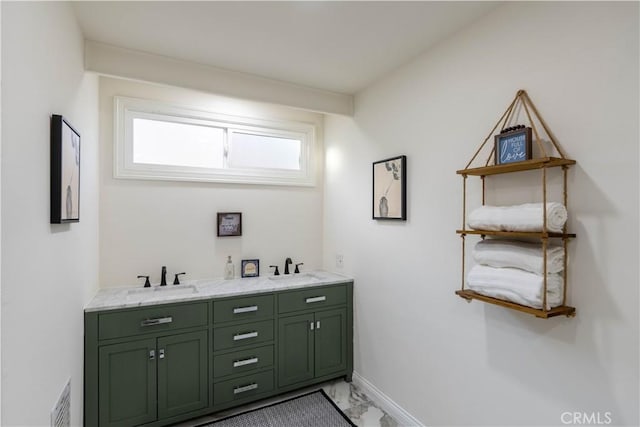 1748 Prince Albert Dr, Riverside, CA 92507 - bathroom with marble finish flooring, double vanity, and baseboards