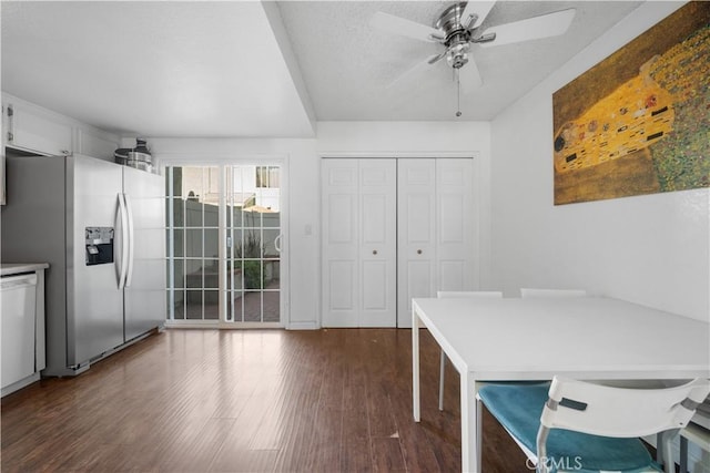 5640 Riverside Dr Unit 119, Chino, CA 91710 - home office with dark wood-style flooring and a ceiling fan