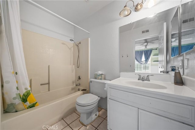 5640 Riverside Dr Unit 119, Chino, CA 91710 - bathroom featuring shower / bath combo with shower curtain, toilet, vanity, and tile patterned floors
