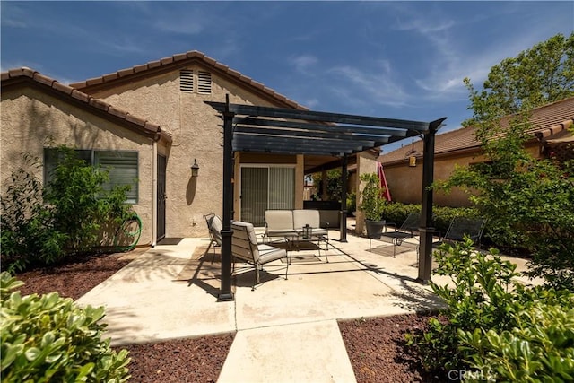 26629 Calle Gregorio, Menifee, CA 92585 - view of patio featuring a pergola and an outdoor hangout area