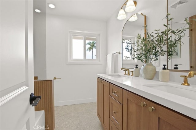 4664 Fir Ave, Seal Beach, CA 90740 - full bath with double vanity and baseboards