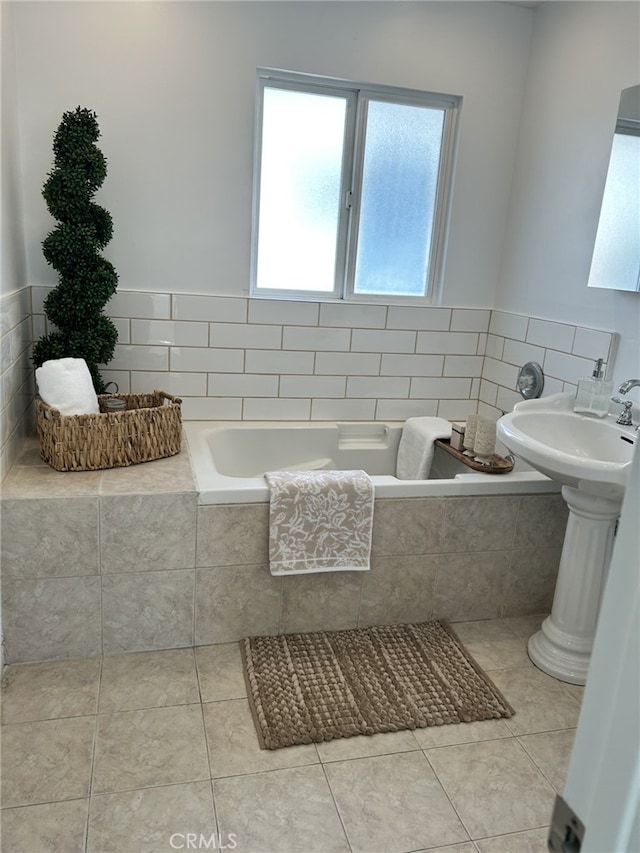 23125 Covello St, West Hills, CA 91307 - full bath featuring a bath, tile patterned floors, and a sink