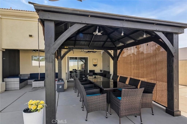 31780 Sierra Del Sol, Thousand Palms, CA 92276 - view of patio / terrace featuring a ceiling fan, outdoor dining space, and outdoor lounge area