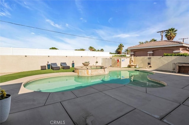 31780 Sierra Del Sol, Thousand Palms, CA 92276 - view of pool with a fenced backyard, a patio, and a pool with connected hot tub