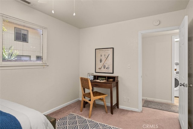 1170 Hobart St, Chico, CA 95926 - bedroom with carpet, baseboards, and washer / clothes dryer