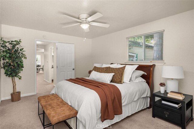 1170 Hobart St, Chico, CA 95926 - bedroom with light colored carpet, multiple windows, baseboards, and ceiling fan