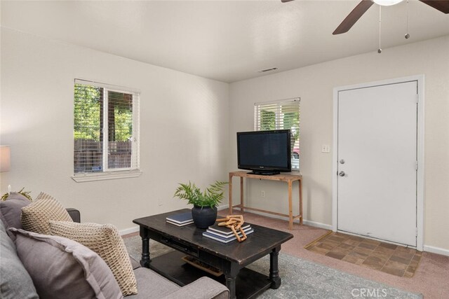 1170 Hobart St, Chico, CA 95926 - living room featuring a ceiling fan and baseboards