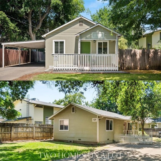 1170 Hobart St, Chico, CA 95926 - view of front of house featuring a carport, crawl space, and driveway