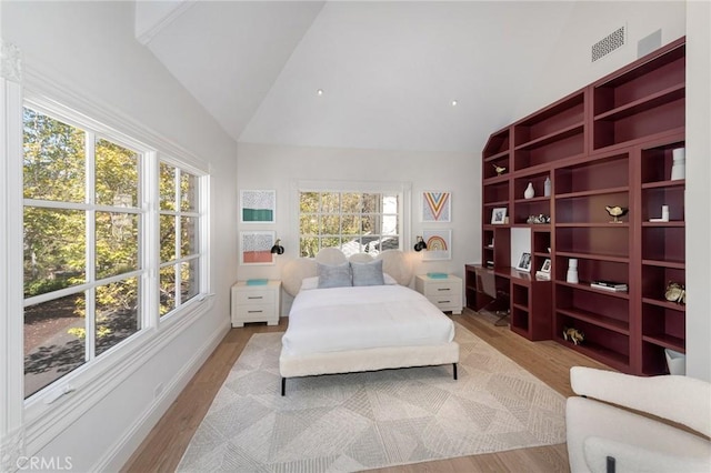 10 Strawberry Ln, San Juan Capistrano, CA 92675 - bedroom featuring high vaulted ceiling and light wood-type flooring