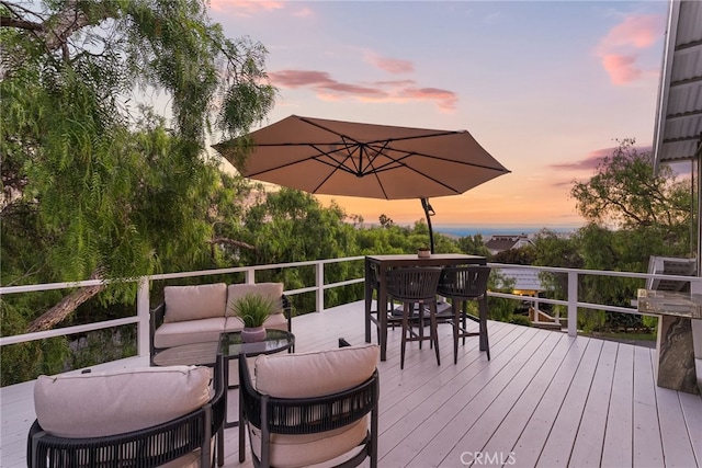 10 Strawberry Ln, San Juan Capistrano, CA 92675 - deck at dusk with outdoor lounge area