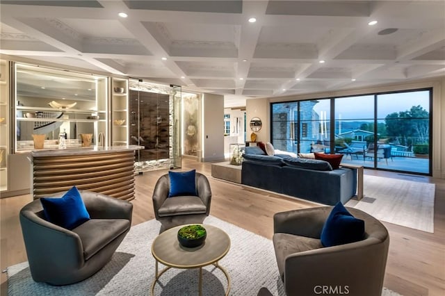 10 Strawberry Ln, San Juan Capistrano, CA 92675 - lobby with coffered ceiling, beam ceiling, and recessed lighting
