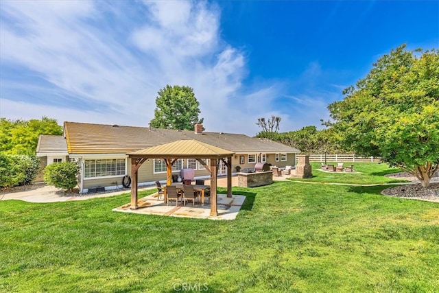 30026 Santiago Rd, Temecula, CA 92592 - back of house with a fire pit, a gazebo, and a patio