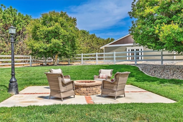 30026 Santiago Rd, Temecula, CA 92592 - fenced backyard with a fire pit and a patio area