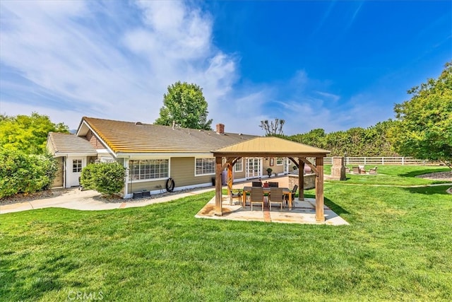 30026 Santiago Rd, Temecula, CA 92592 - back of house featuring a gazebo, a patio, and a chimney