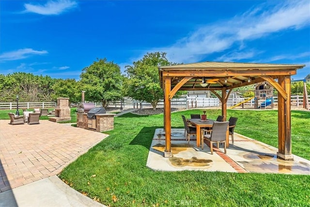 30026 Santiago Rd, Temecula, CA 92592 - fenced backyard with a gazebo, a patio, and area for grilling