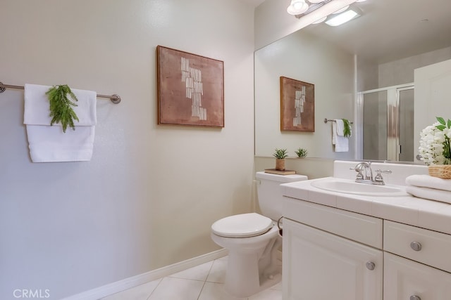 3120 Sepulveda Blvd Unit 312, Torrance, CA 90505 - bathroom with vanity, tile patterned floors, toilet, a shower stall, and baseboards