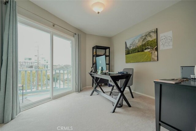 318 S Lucia Ave, Redondo Beach, CA 90277 - office area featuring light colored carpet, healthy amount of natural light, and baseboards