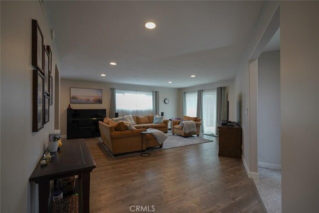 318 S Lucia Ave, Redondo Beach, CA 90277 - living area with recessed lighting, wood finished floors, and baseboards