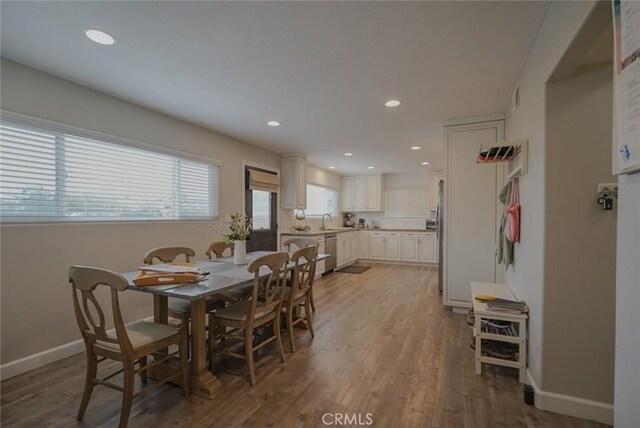 318 S Lucia Ave, Redondo Beach, CA 90277 - dining space featuring wood finished floors, baseboards, and recessed lighting