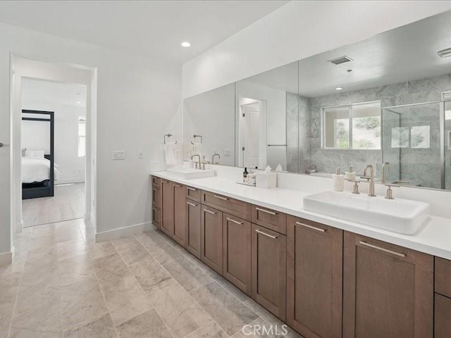 18814 Annmae Pl, Saugus, CA 91350 - ensuite bathroom with double vanity and a stall shower