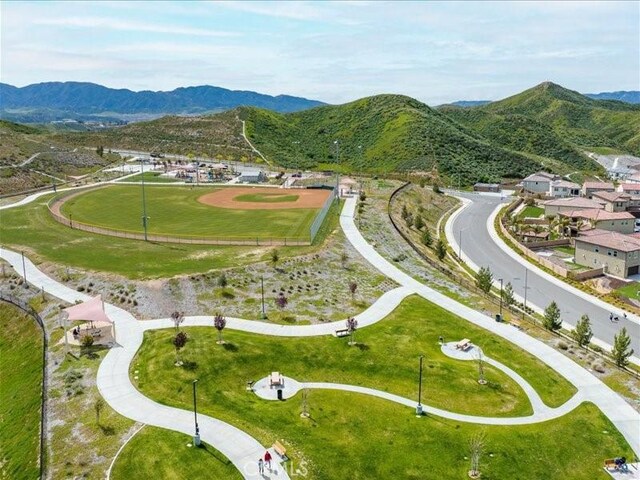 18814 Annmae Pl, Saugus, CA 91350 - aerial overview of property's location with a mountain backdrop
