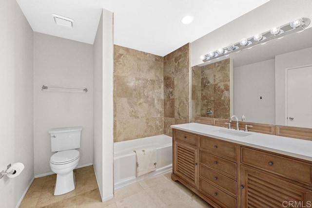 4075 Carmel View Rd Unit 11, San Diego, CA 92130 - bathroom with vanity, toilet, tile patterned floors, and  shower combination