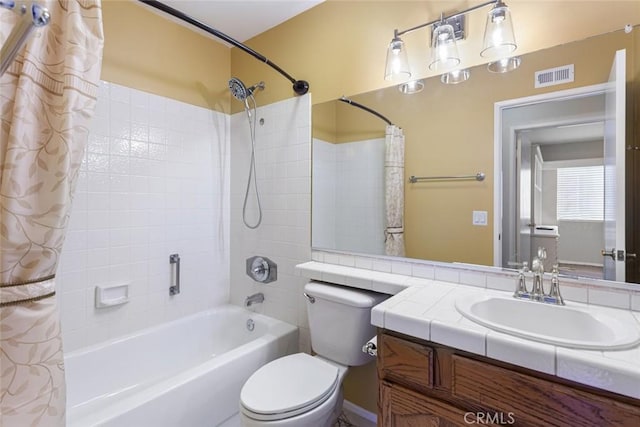 28015 Tupelo Ridge Dr, Valencia, CA 91354 - bathroom with shower / bath combo, vanity, and toilet